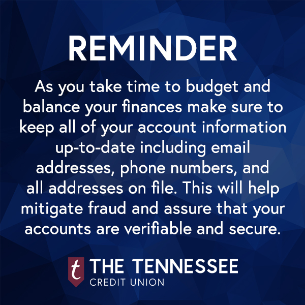 Reminder to keep your account information up-to-date
